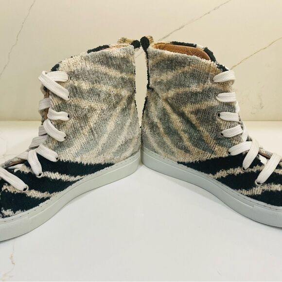 Elysian Silk Velvet Ice Blue Chevon High Tops - Picture 9 of 14